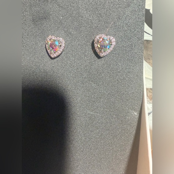 Moissanite Jewelry - Moissanite Elegant Multicolor Heart Stud Earrings